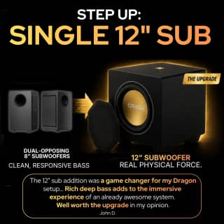 image showing upgrade path for a dragon dual 8 subwoofer to dragon single 12 subwoofer
