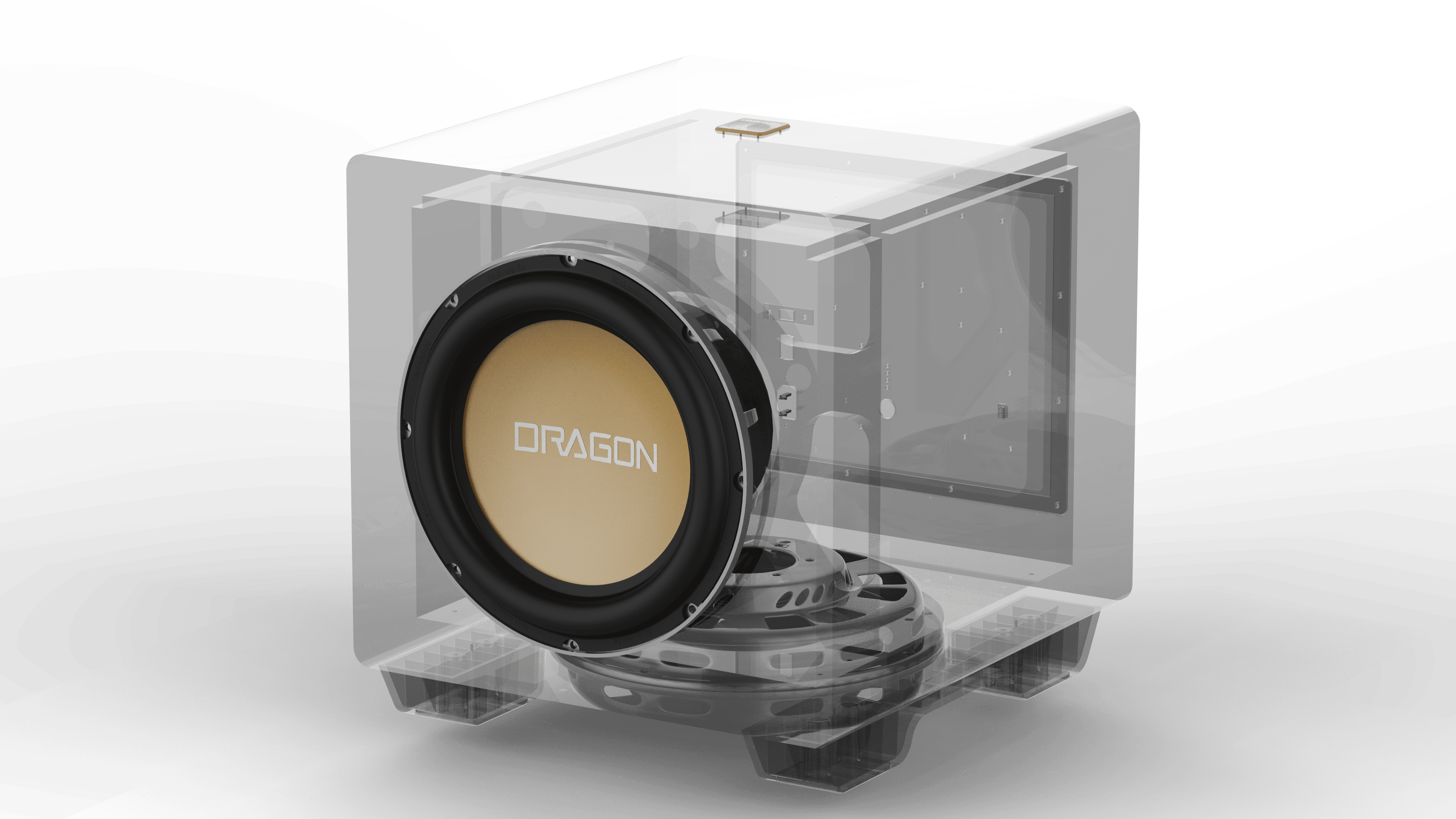 Shows the x-ray of the 12 inch subwoofer driver